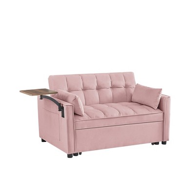 NicBex Velvet Loveseat Sofa Modern Upholstered Sleeper Couch Pull Out Bed,2 Seater Loveseat Couch with 2 Pillows for Living Room,Apartment