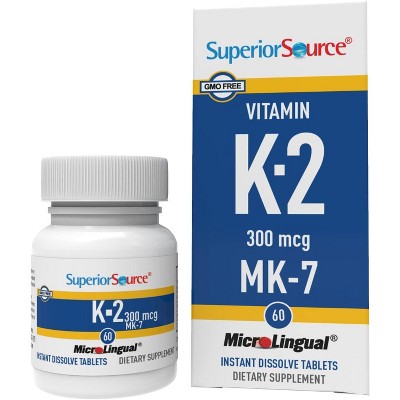 Superior Source Vitamin K2 MK-7 (Menaquinone-7), 300 mcg, Quick Dissolve MicroLignual Tablets, 60 Count
