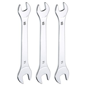 Unique Bargains CR-V Steel Mirror Polished Automotive Repair Furniture Assembly Ultra-Thin Double Open-End Wrenches 3 Pcs - 1 of 4