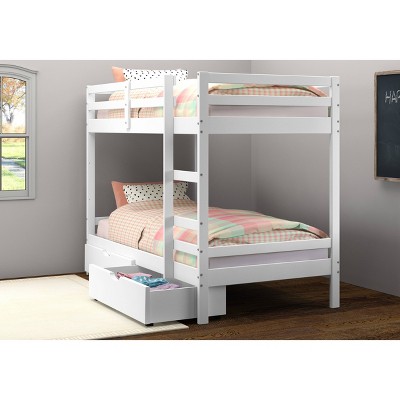 Twin/Twin Bellaire Bunk Bed with Dual Underbed Drawers White - Donco Kids