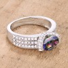 Slickblue Mystic Oval-Cut CZ Women’s Ring, 1.6 Ct. Rhodium-Plated Band, Multicolor/Amethyst/Aqua, Sizes 5-10 - 2 of 2