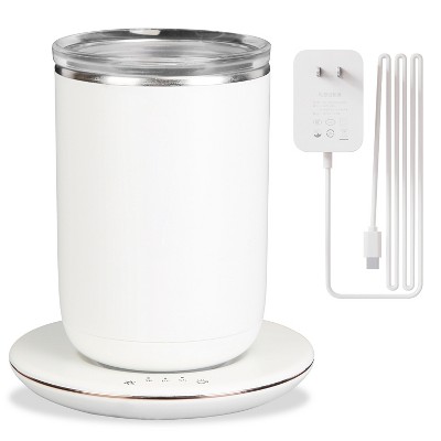 NewHome "Self-Stirring Coffee Mug with Lid, Temperature Control, Magnetic Mixing, 3 Heat Settings, Auto-Off" White