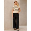 INSPIRE CHIC Women's Cap Sleeve Mock Neck Sleeveless Striped Print Casual Ribbed Knit Pullover Tops - 2 of 4