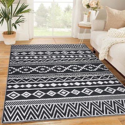 Boho Area Rug – Soft, Non-Slip, Washable, Geometric Indoor Carpet for Living Room, Bedroom, Kitchen, Home Office