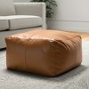 HomeRoots 22" Tan Genuine Leather Pouf Ottoman - 2 of 4