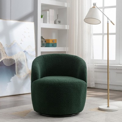 360° Swivel Chair, Soft Touch Modern Teddy Tiny Upholstered Barrel Varity Sofa for Living Room, Bedroom, Indoor Furniture - The Pop Home