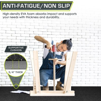 Black and Grey Rubber Top Exercise Puzzle Mat, 48 Sq Ft, 12 Tiles