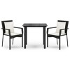 vidaXL 3 Piece Patio Dining Set with Cushions Black Poly Rattan - 2 of 4