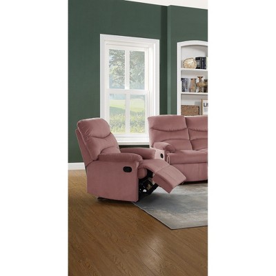 Velvet Upholstered Motion Recliner Chair with Tufted Back, Plush Armrest, Plush Headrest and Manual Motion, Contemporary Style