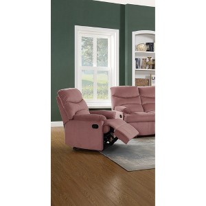 Velvet Upholstered Motion Recliner Chair with Tufted Back, Plush Armrest, Plush Headrest and Manual Motion, Contemporary Style - 1 of 4