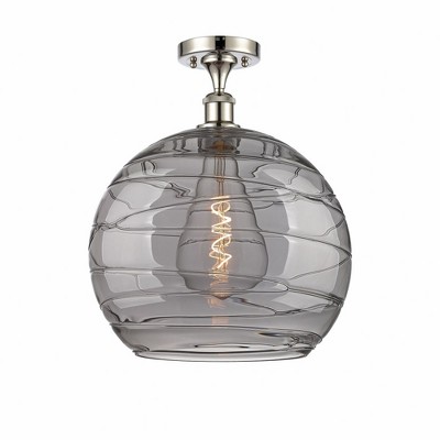 Athens Deco Swirl - 1 Light Semi-Flush Mount In Industrial Style-16.38 Inches Tall and 13.75 Inches Wide