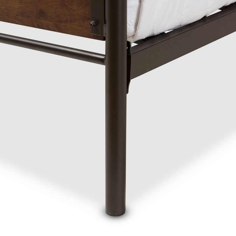 Twin Monoco Rustic Industrial Finished Metal Wood Platform Bed Brown - Baxton Studio, 6 of 10
