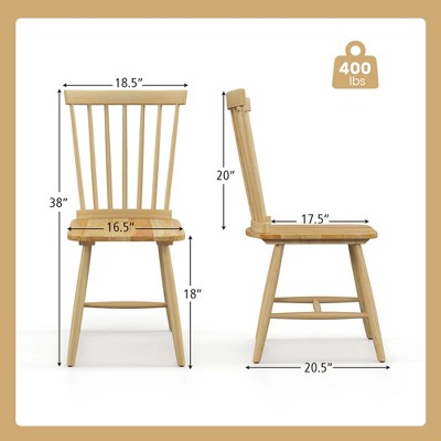 Natural Rubber Wood High Back Windsor Side Chairs