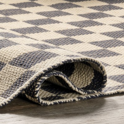 Gray and Beige Geometric Wool Jute Rectangular Area Rug