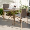 Barton 3-Piece Oakview Terrace Wood Grain Steel Frame Bar Height Patio Set with Cushions Set - 2 of 4