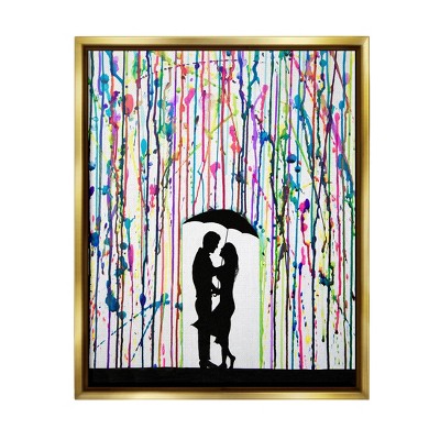 Stupell Industries Modern Romantic Rainfall Silhouette Framed Floater Canvas Wall Art