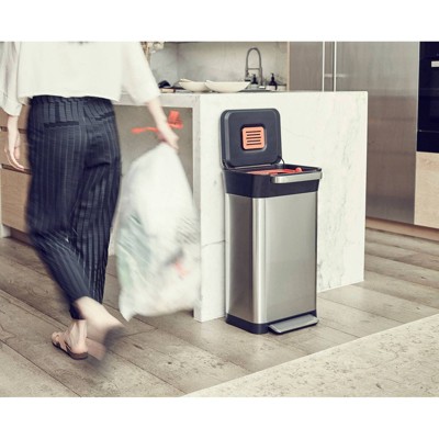 Fingerprint Resistant Stainless Steel Rectangular Trash Can with Pedal