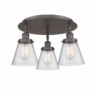 Cone - 3 Light Flush Mount In Art Deco Style-9.25 Inches Tall and 18 Inches Wide