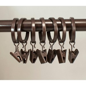 1 1-8inch Zinc Cast Curtain Drapery Flat Rings with Clips, Set of 7 - 1 of 2