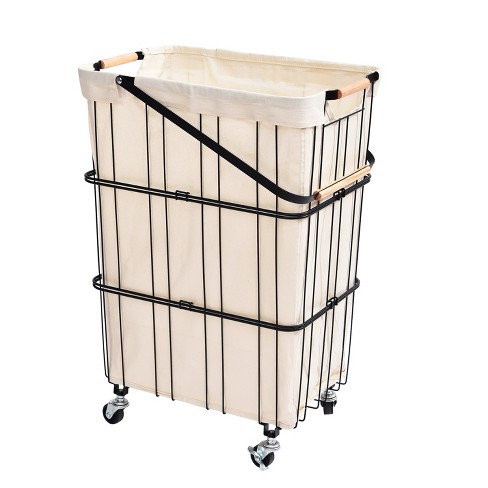 Oceanstar Mobile Rolling Storage Laundry Basket Cart With Handle : Target