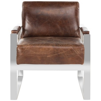 Parkgate Occassional Leather Chair Vintage Brown - Safavieh