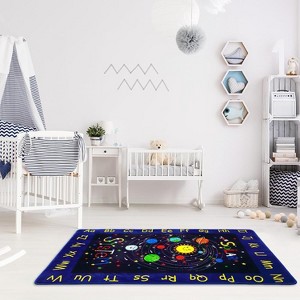 Solar System Kids Area Rug , Outer Space Rug , Ultra Soft Low Plush Cosmic Planet Theme Kids Play Mat , Non-Slip , Classroom/Bedroom/Playroom - 1 of 4