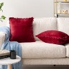 PAVILIA Set of 2 Pom Pom Throw Pillow Covers, Decorative Pompom Fringe Square Cushion Cases for Couch Sofa Bed - 2 of 4