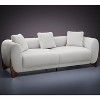 Mid Century Modern Sofa with Lamb Wool Fabric, Upholstered Living Room Sofa with Waist Cushion, Reading Sofa for Bedroom Sunroom, White - 3 of 4