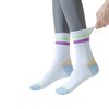 Anna-Kaci 3-Pack Women's Cotton Crew Socks with Color Block Toes Striped Cuffs and Non-Slip Grip Soles - 2 of 4