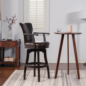 PAGED 46" High Swivel Counter and Bar Stools, Modern Upholstered with High Back and Arms Counter Height Bar Stools for Pub, Dining Room - 1 of 4