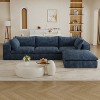 GDFStudio Hilary Modern 118.2" Corduroy Fabric and Feather-filled Upholstered 3-Seater L-Shaped Sectional Sofas with Ottoman - 2 of 4
