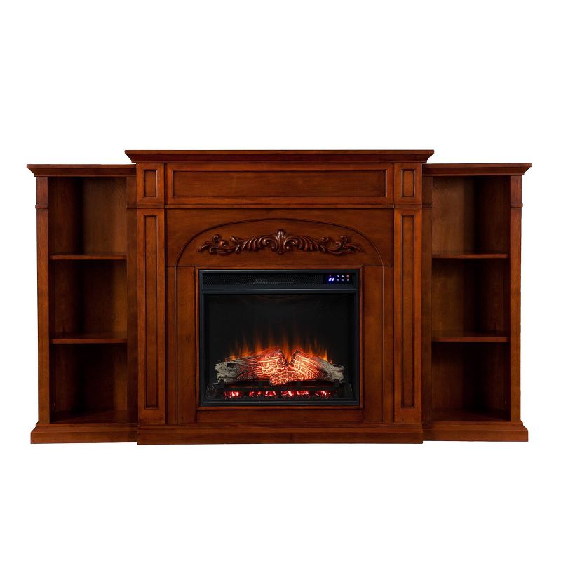 Canterbury Touch Panel Electric Fireplace with Bookcases Autumn Oak - Aiden Lane, 4 of 8