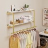 2 In 1 Heavy Duty Industrial Pipe Clothes Rail Floating Wall Mounted Hanging Display Closet Storage Shelf for Bedroom Laundry Room - 2 of 4