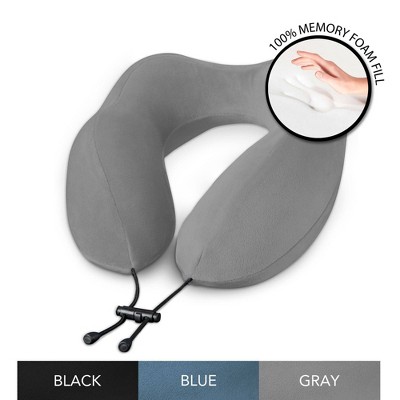  Brookstone Total Comfort Charcoal-Infused Travel Pillow - Gray 