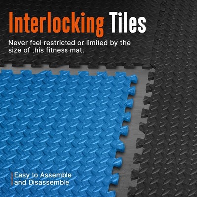 Blue and Black EVA Foam Interlocking Exercise Mat Set