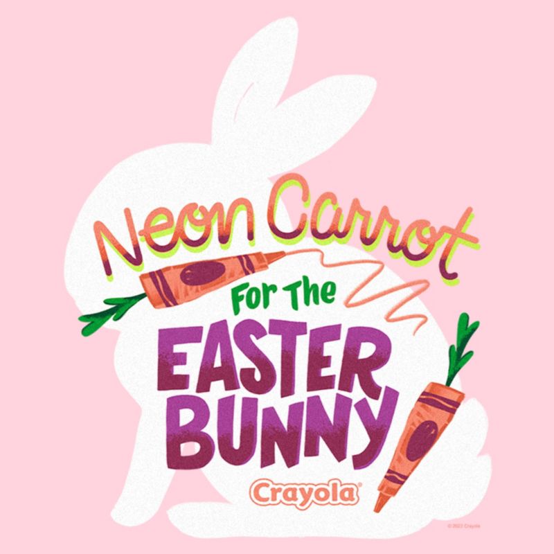 Junior's Women Crayola Neon Carrot For The Easter Bunny T-Shirt, 2 of 5