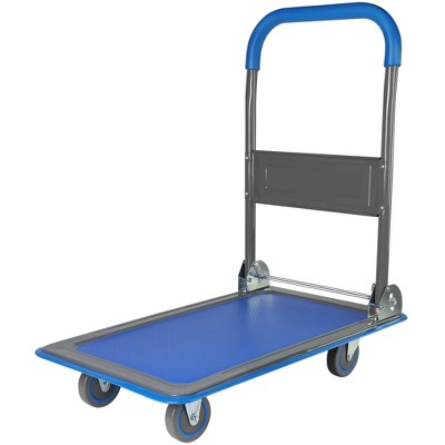 SKRAN Push Cart Dolly 330 lbs. Capacity Moving Platform Hand Truck Heavy Duty Space Saving Collapsible Swivel Push Handle Flat Bed Wagon