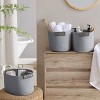 Ornavo Home 3 Pack Cotton Rope Shelf Storage Basket with Faux Leather Handles - 4 of 4