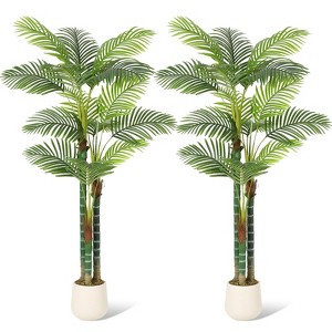 6 FT(72 in) Tall Palm Tree Fake Plant Golden Cane Palm Trees Large Artificial Plants Faux Plants Set of 2 - 1 of 4