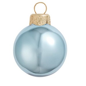 Northlight 40ct Sky Blue Shiny Finish Glass Christmas Ball Ornaments - 1.5" (40mm) - 1 of 4