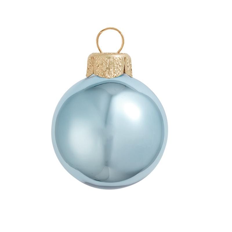 Northlight Shiny Finish Glass Christmas Ball Ornaments - 1.5" (40mm) - Sky Blue - 40ct, 1 of 2