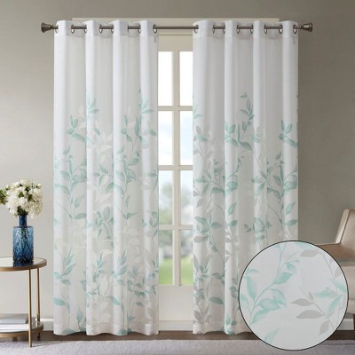 PAGED 84"x50" Botanical Burnout Printed Curtain Panel,2 PCS Light Filtering Curtains for Living Room,Window Curtain Panel with Grommet Top Finish