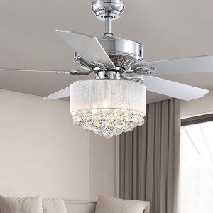 Ludomide Crystal Ceiling Fan Light Modern Luxury Chandelier Fan Chrome with Remote Control 5 Reversible Blades for Living Dining Room Bedroom 49.6" - 1 of 4