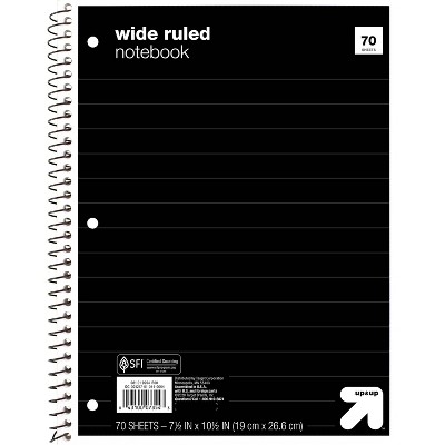 Wide Ruled 1 Subject Flexible Paperboard Cover Spiral Notebook - up & up™