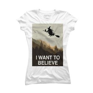 Junior's Design By Humans Halloween: I want to believe By RedCowTees T-Shirt - 1 of 3
