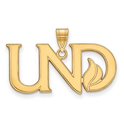 Black Bow Jewelry 14k Yellow Gold North Dakota Fighting Hawks NCAA Large Pendant