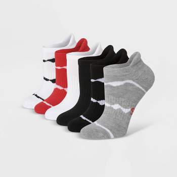 Hanes Originals Women's 6pk Heel Shield Socks - White/Red/Black 5-9