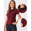 Allegra K Women's Work Office Contrast Peter Pan Collar Short Sleeve Blouse - 2 of 4