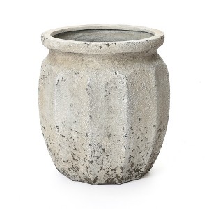 LuxenHome 18"H Rustic Tall Planter Pot, Distressed Large Round Plant Pot  with Drainage, Stone-Look Garden Pots for Plants for Home, Patio, Porch  Gray : Target