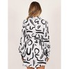 Coolmee Women US Striped V Neck Long Smocked Sleeve Waist Adjustable Tie Mini Dress - 3 of 4